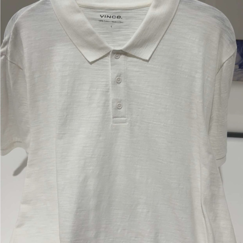 Vince Men’s White Polo Shirt with Subtle Texture